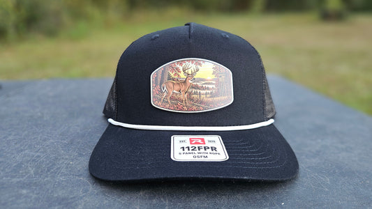 Stay Clocked Out Deer Hat, black with white rope