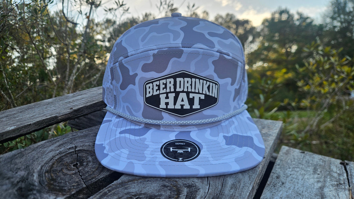 November 2026 monthly hat — gray and white camouflage Beer Drinkin Hat