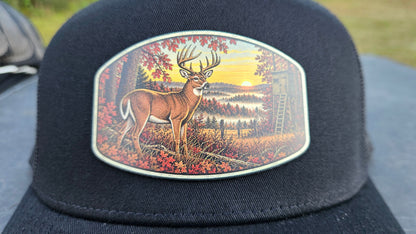 Stay Clocked Out Deer Hat, black without rope, patch detail