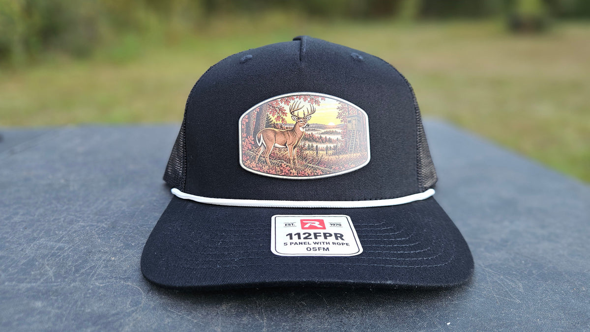 Stay Clocked Out Deer Hat, black with white rope