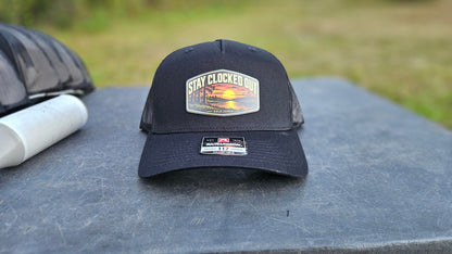 Stay Clocked Out Sunset Hat, black without rope